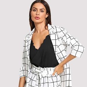SHEIN Plaid Blazer Set
